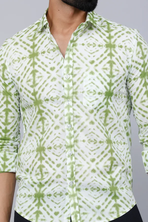 Men's_Premium_Green_And_White_Slim_Fit_Tie_Dye_Cotton_Shirt_-_Doriyan