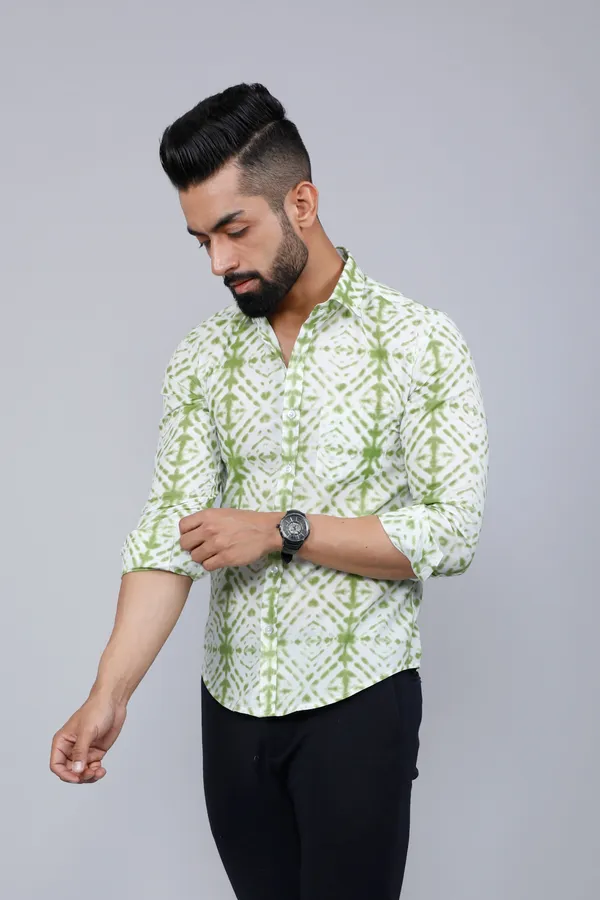 Men's_Premium_Green_And_White_Slim_Fit_Tie_Dye_Cotton_Shirt_-_Doriyan