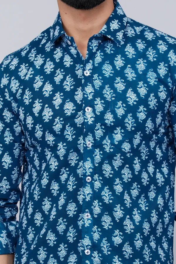 Men's_Blue_Printed_Cotton_Casual_Shirt_-_Doriyan