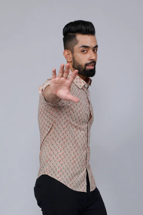 Men's_Beige_Pure_Cotton_Handblock_Floral_Print_Shirt_-_Doriyan