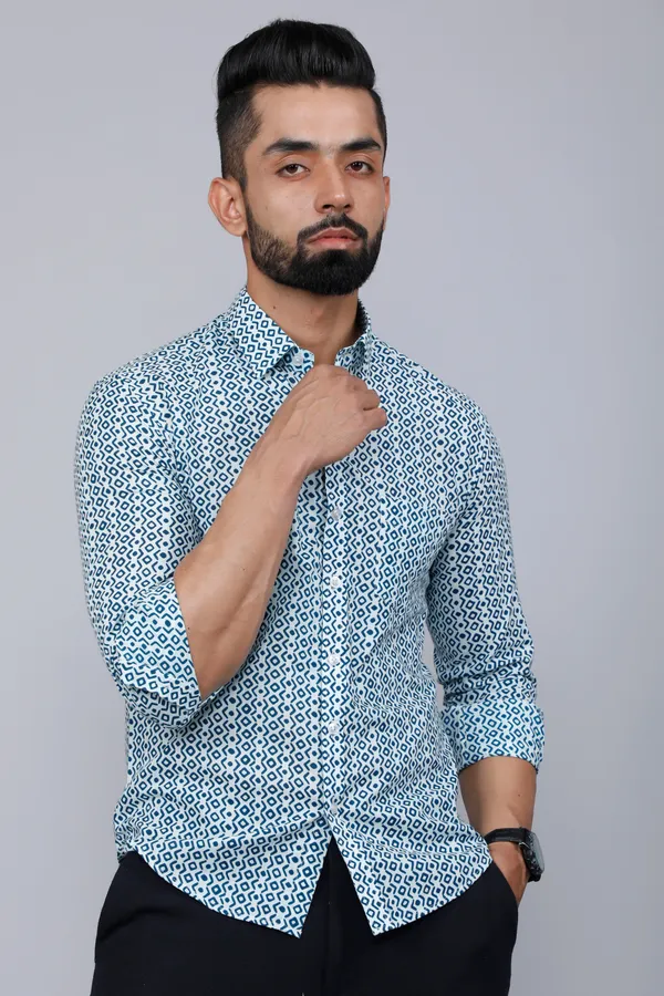 Men's_White_&_Blue_Premium_Cotton_Floral_Print_Casual_Shirt_-_Doriyan