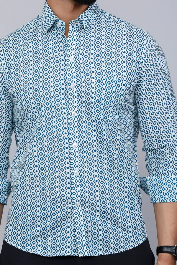 Men's_White_&_Blue_Premium_Cotton_Floral_Print_Casual_Shirt_-_Doriyan