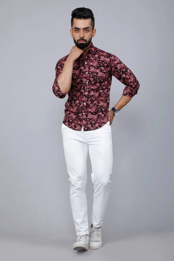 Men's_Floral_Slim_Fit_Long_Sleeves_Maroon_Shirt_-_Doriyan