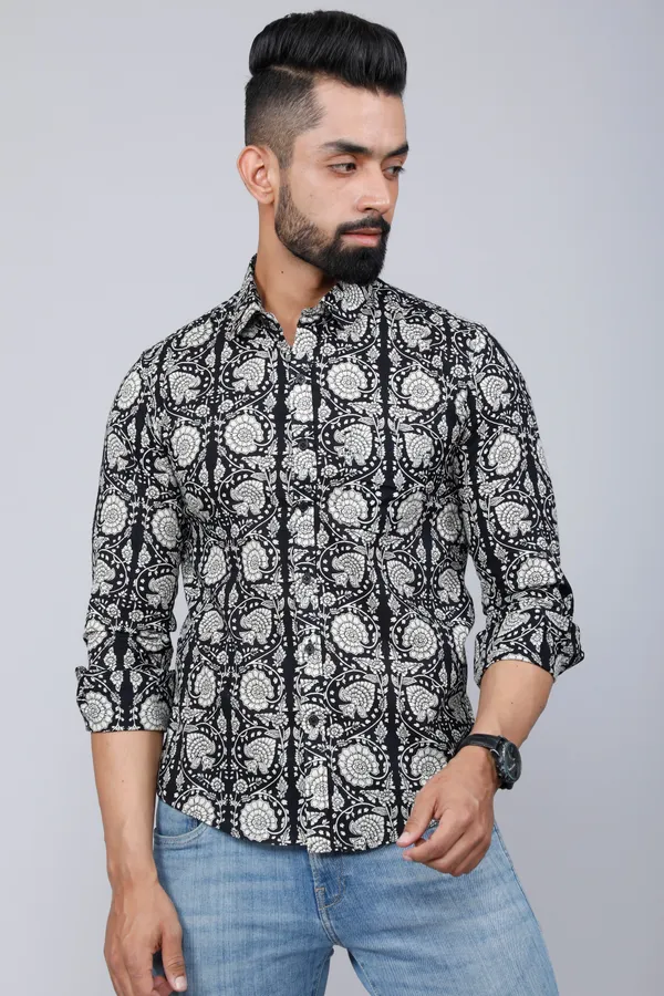 Men's_Black_Comfort_Floral_Printed_Cotton_Casual_Shirt_-_Doriyan