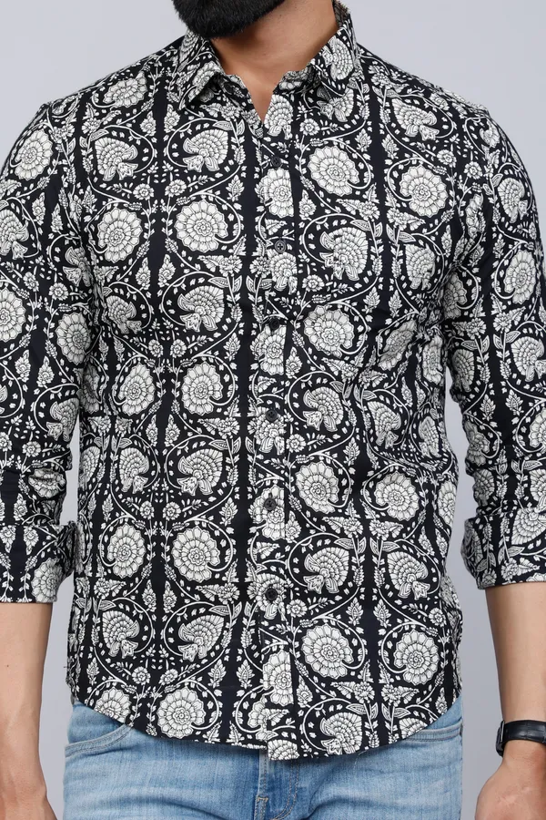 Men's_Black_Comfort_Floral_Printed_Cotton_Casual_Shirt_-_Doriyan