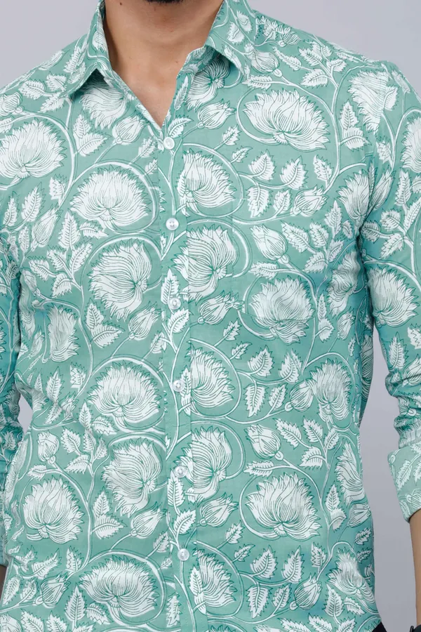 Men's_Cotton_Green_Floral_Printed_Slim_Fit_Shirt_-_Doriyan