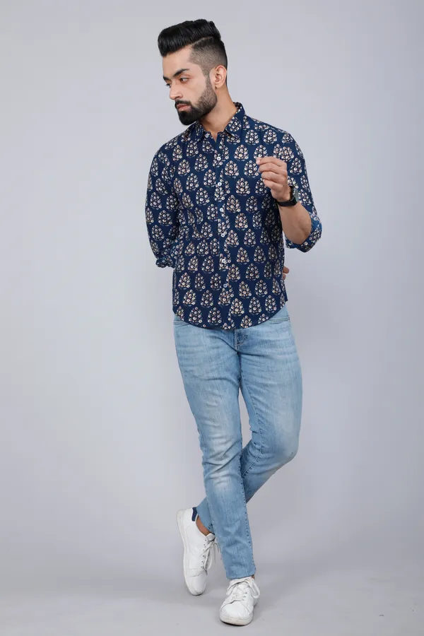 Men's_Blue_Floral_Print_Full_Sleeve_Casual_Shirt_-_Doriyan