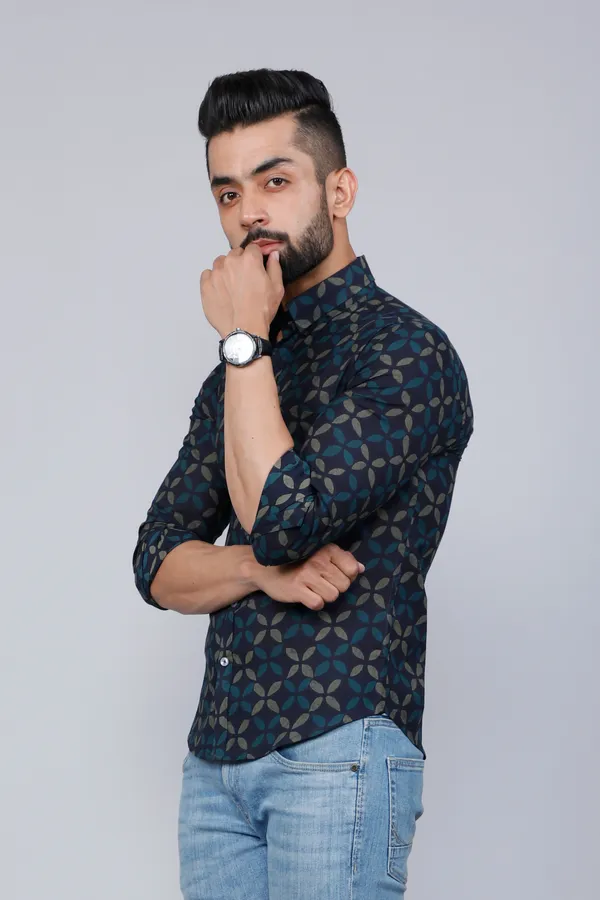 Men's_Blue_Floral_Print_Slim_Fit_Shirt_With_Patch_Pocket_-_Doriyan