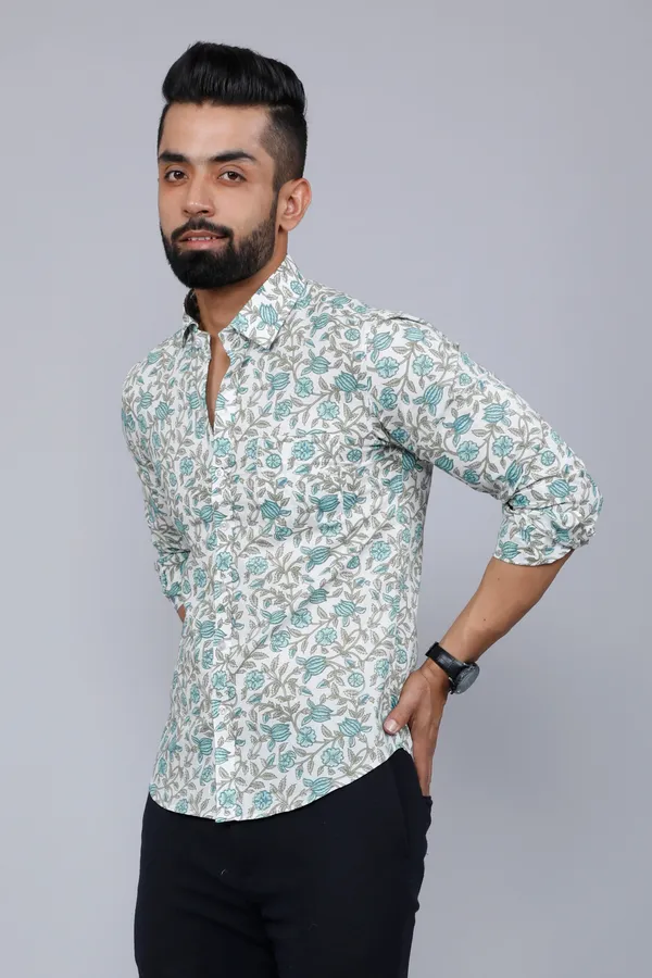 Men's_Spread_Collar_White_&_Green_Floral_Print_Slim_Fit_Shirt_-_Doriyan