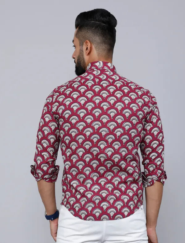 Men's_Cotton_Maroon_Floral_Printed_Slim_Fit_Shirt_-_Doriyan