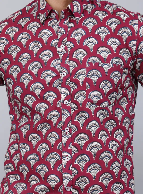 Men's_Cotton_Maroon_Floral_Printed_Slim_Fit_Shirt_-_Doriyan