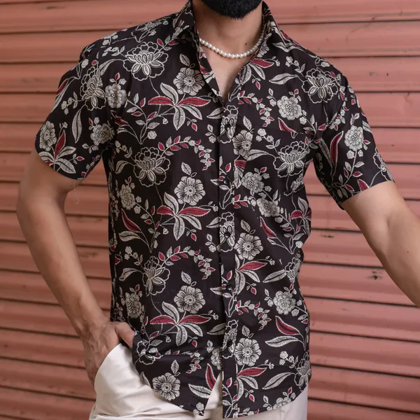 Men's_Multi_Colour_Floral_Printed_Half_Sleeve_Slim_Fit_Shirt_-_Doriyan
