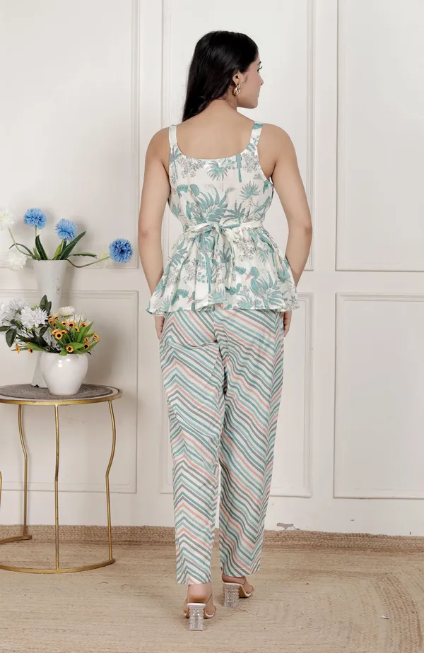 Doriyan_Green_Round_Neck_Pure_Cotton_Printed_Kurti_Set_for_Women