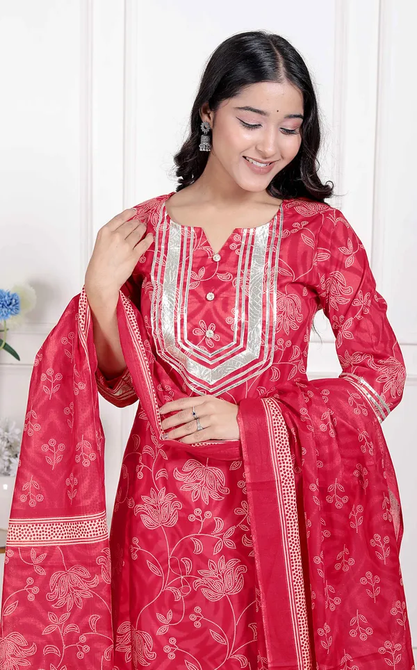 Doriyaaan_Red_Floral_Print_Embroidered_cotton_Straight_Kurta_with_Palazzo_&_Dupatta
