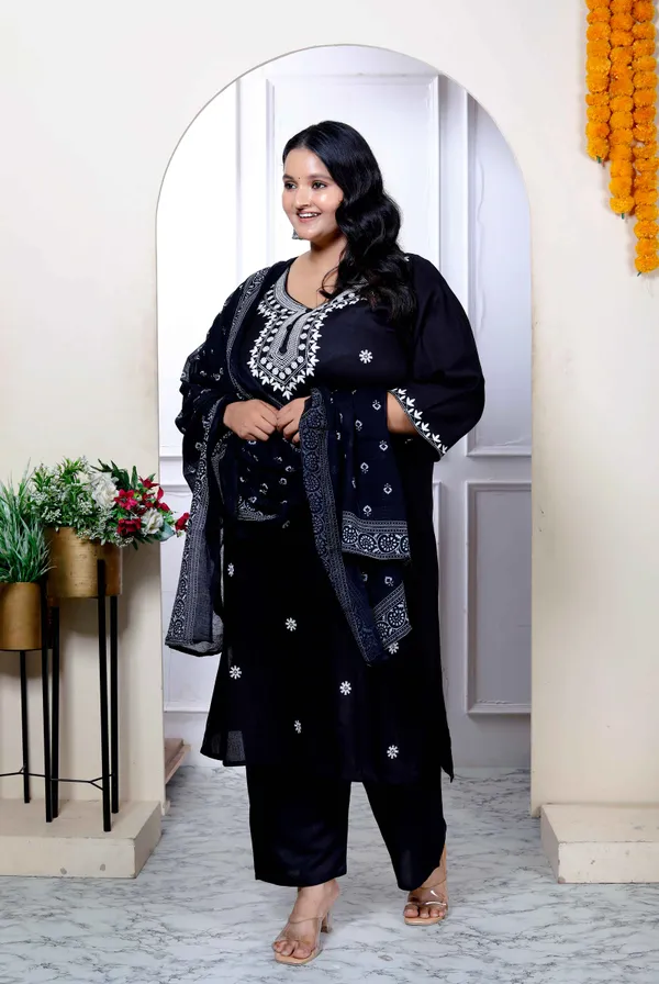 Doriyan_Womenns_Plus_Size_Black_Embroidery_Straight_Kurta_with_Palazzo_and_Dupatta_Set