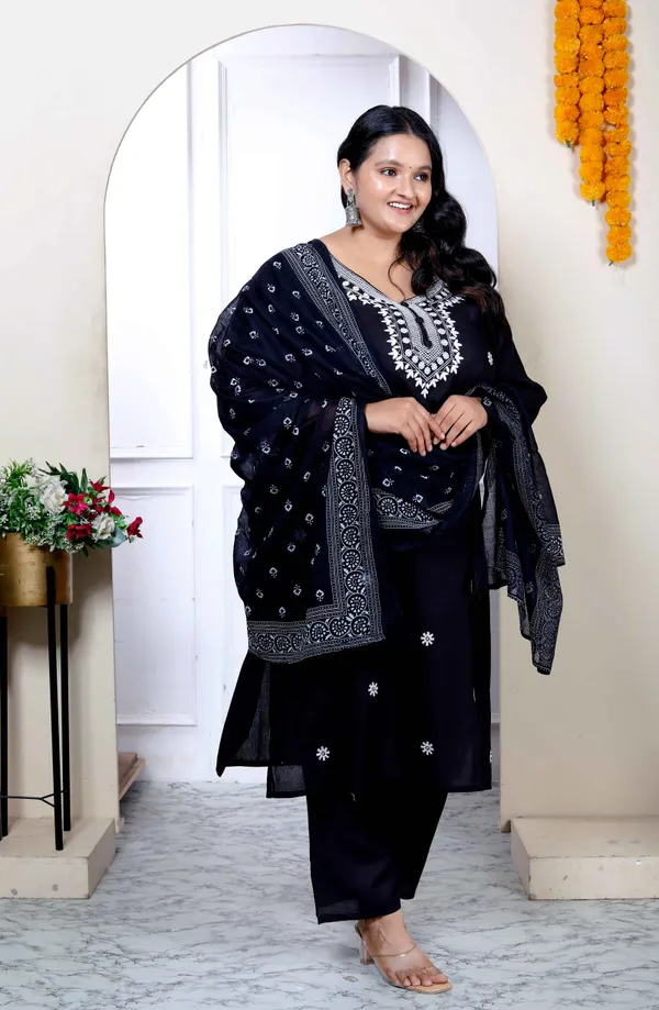 Doriyan_Womenns_Plus_Size_Black_Embroidery_Straight_Kurta_with_Palazzo_and_Dupatta_Set