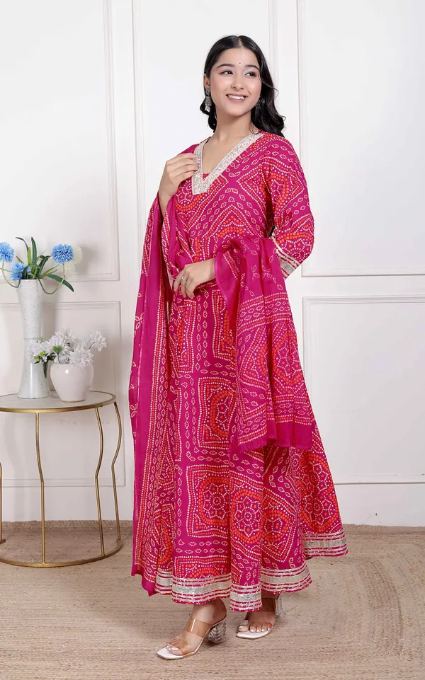 Doriyan_Women's_Bandhani_ethnic_Anarkali_Kurta_and_Dupatta