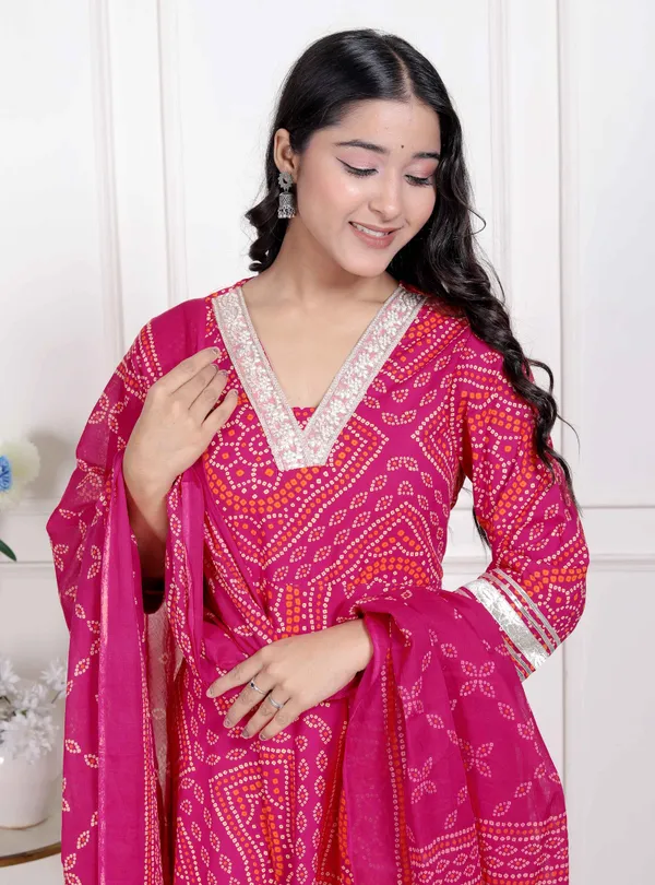 Doriyan_Women's_Bandhani_ethnic_Anarkali_Kurta_and_Dupatta