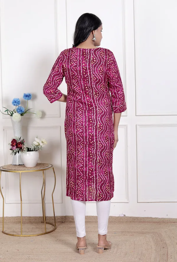Doriyan_Womens_Bandhej_Printed_Rayon_Kurti_Magenta