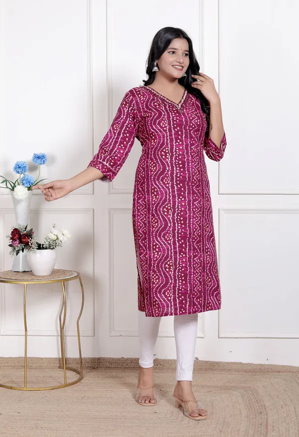 Doriyan_Womens_Bandhej_Printed_Rayon_Kurti_Magenta
