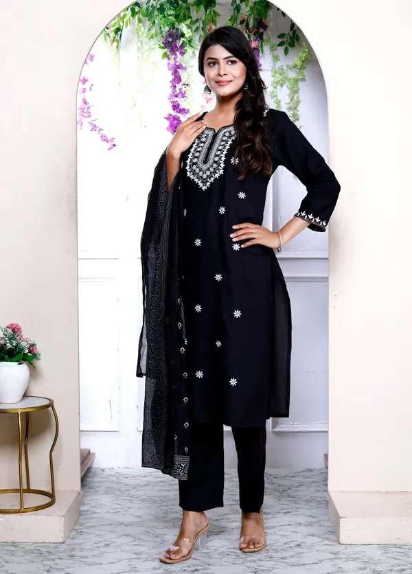 Doriyan_Womens_Black_Embroidery_Straight_Kurta_with_Palazzo_and_Dupatta
