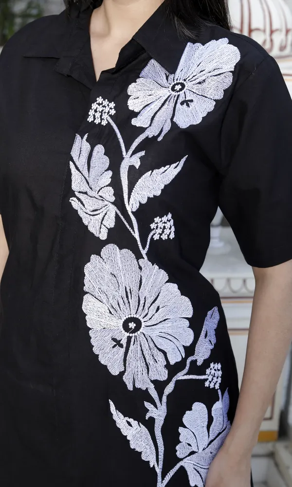 Doriyan_Womens_Black_Pure_Cotton_Floral_Embroidered_High_Low_Co-Ord_Set