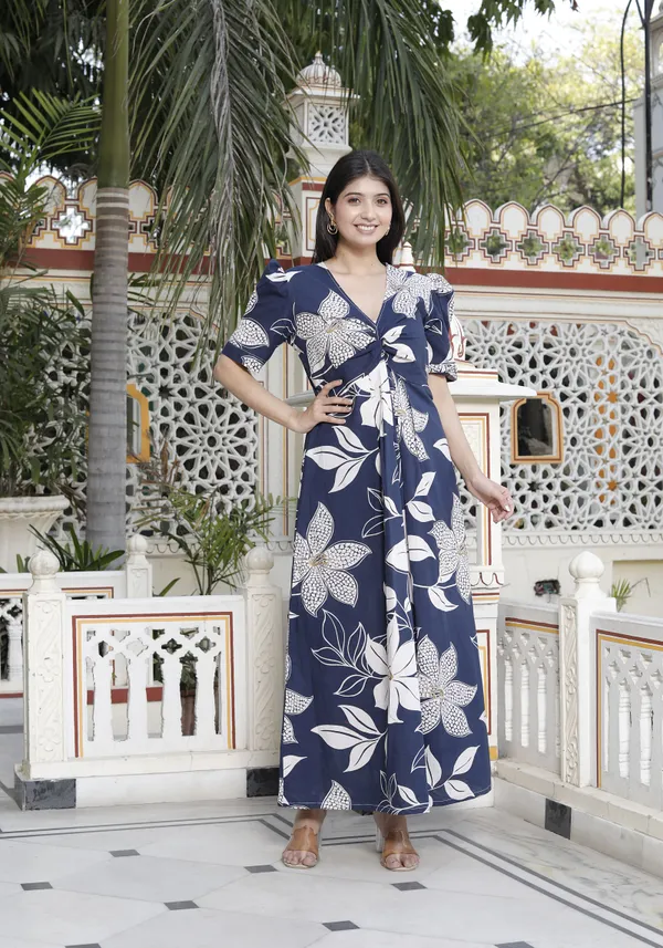 Doriyaaan_Womens_Blue_Flower_Printed_Puff_Sleeve_Pure_Cotton_Fit_V_Neck_Butterfly_Maxi_Dress