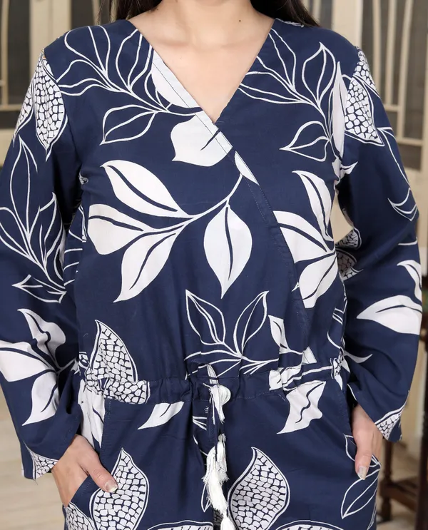 Doriyaaan_Womens_Blue_V_Neck_Tie-Ups_Floral_Pure_Cotton_Casual_Long_Sleeves_Playsuit