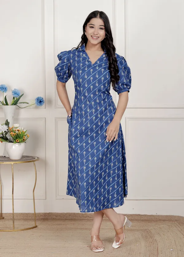 Doriyan_Womens_Floral_Print_Collar-Neck_Puff_Sleeves_A-Line_Maxi_Dress