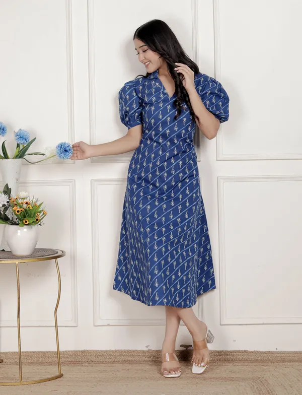 Doriyan_Womens_Floral_Print_Collar-Neck_Puff_Sleeves_A-Line_Maxi_Dress