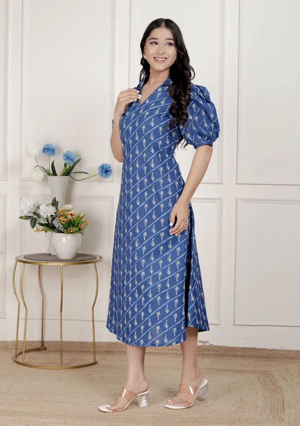 Doriyan_Womens_Floral_Print_Collar-Neck_Puff_Sleeves_A-Line_Maxi_Dress