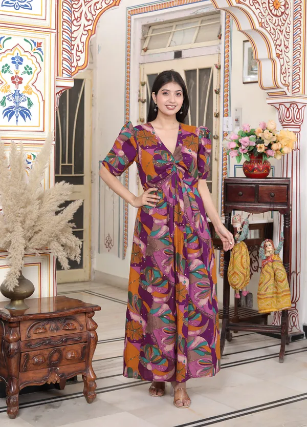 Doriyaaan_Womens_Floral_Print_Puff_Sleeve_Pure_Cotton_Fit_Flare_Magenta_Butterfly_Maxi_Dress