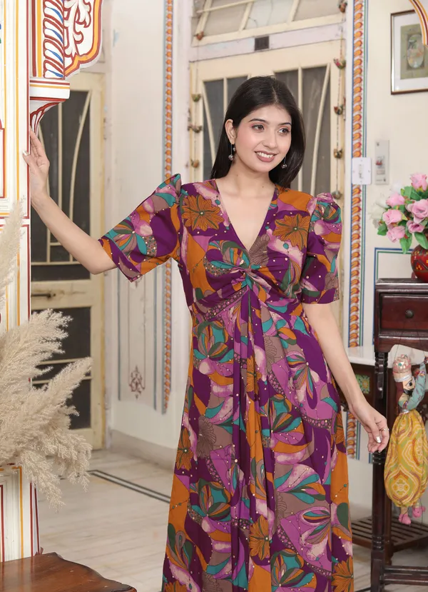 Doriyaaan_Womens_Floral_Print_Puff_Sleeve_Pure_Cotton_Fit_Flare_Magenta_Butterfly_Maxi_Dress