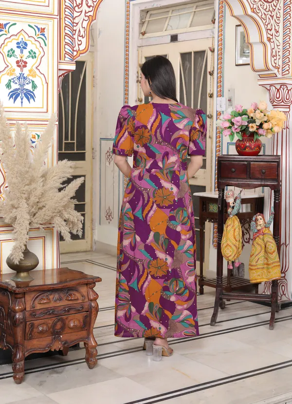 Doriyaaan_Womens_Floral_Print_Puff_Sleeve_Pure_Cotton_Fit_Flare_Magenta_Butterfly_Maxi_Dress
