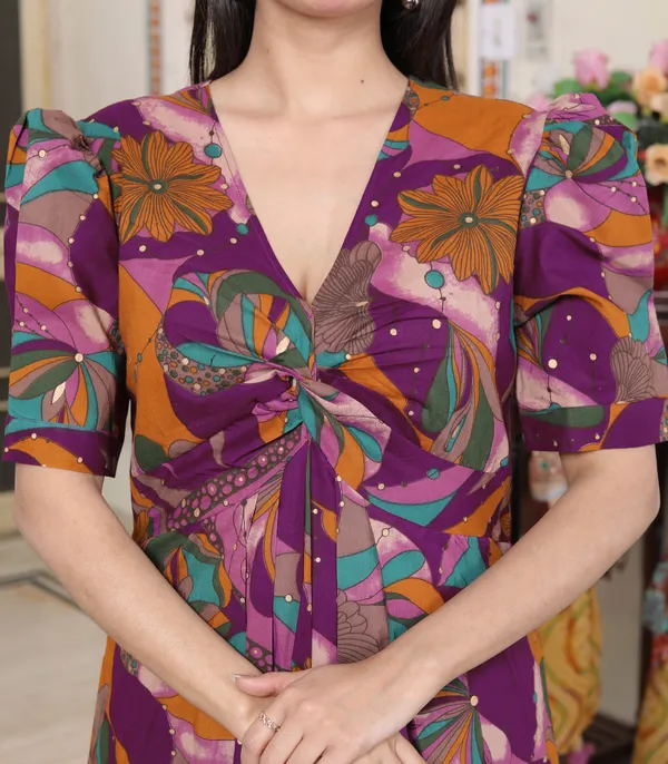 Doriyaaan_Womens_Floral_Print_Puff_Sleeve_Pure_Cotton_Fit_Flare_Magenta_Butterfly_Maxi_Dress