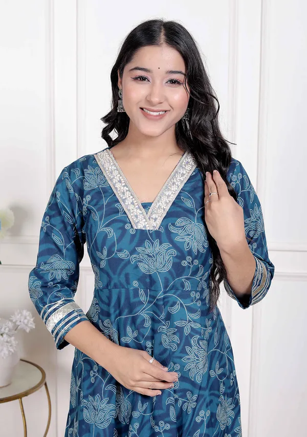 Doriyan_Women's_Jashn_Hand_Block_Printed_ethnic_anarkali_kurta_and_dupatta