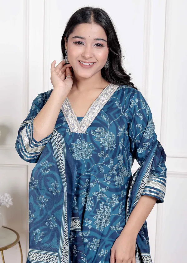 Doriyan_Women's_Jashn_Hand_Block_Printed_ethnic_anarkali_kurta_and_dupatta