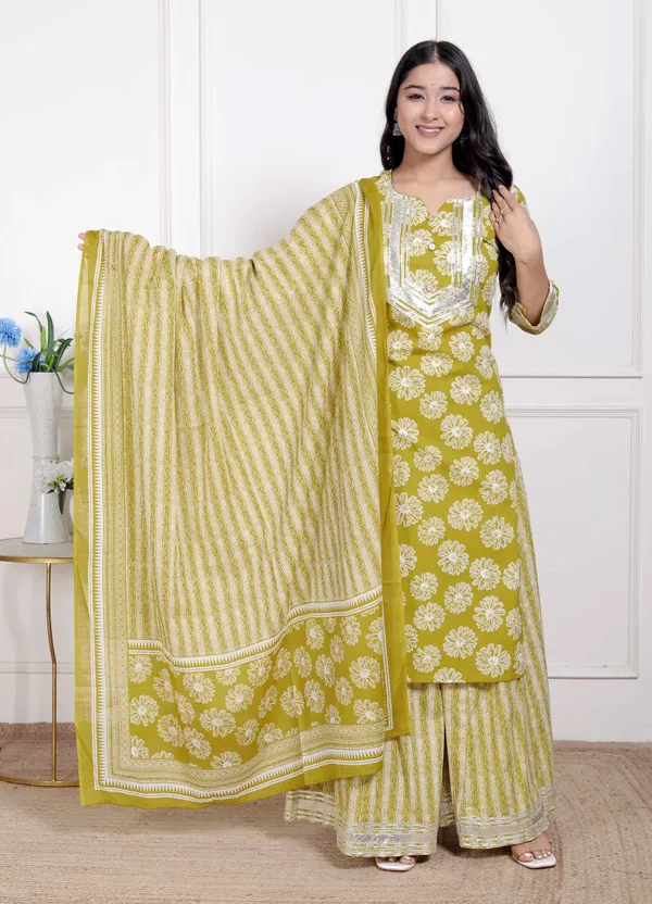 Doriyaaan_Women's_Lime_Yellow_Embroidered_Straight_Kurta_with_Palazzo_and_Dupatta