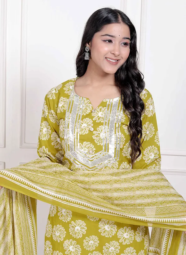 Doriyaaan_Women's_Lime_Yellow_Embroidered_Straight_Kurta_with_Palazzo_and_Dupatta