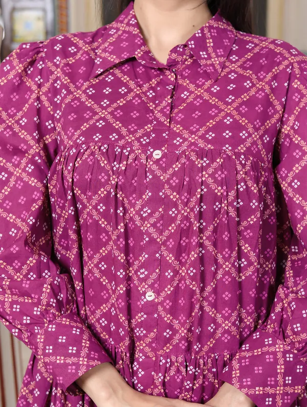 Doriyan_Womens_Magenta_Collar_Neck_Long_Puff_Sleeve_Gathered_Tiered_Loose_Fit_A-Line_Dress