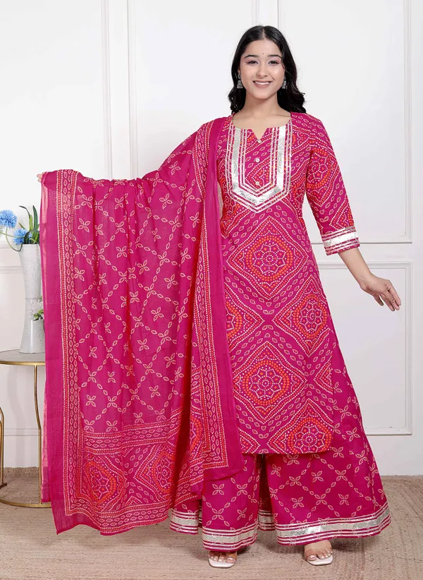 Doriyaaan_Women's_Pink_Bandhani_Printed_Straight_Kurta_with_Palazzo_&_Dupatta