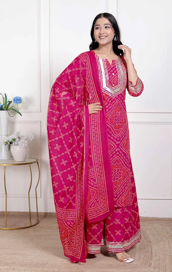 Doriyaaan_Women's_Pink_Bandhani_Printed_Straight_Kurta_with_Palazzo_&_Dupatta
