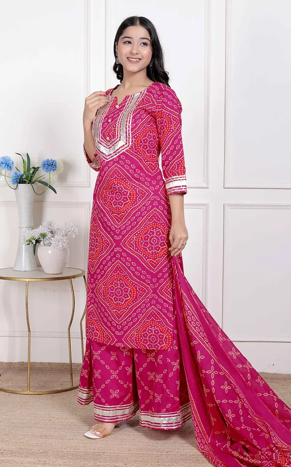 Doriyaaan_Women's_Pink_Bandhani_Printed_Straight_Kurta_with_Palazzo_&_Dupatta