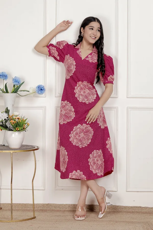 Doriyaaan_Womens_Pink_Printed_Collar_Neck_Short_Puff_Sleeves_Cotton_A-Line_Maxi_Dress