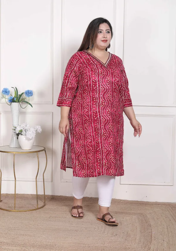 Doriyan_WOMENS_Plus_Size_Bandhej_Printed_Rayon_Kurta_Magenta