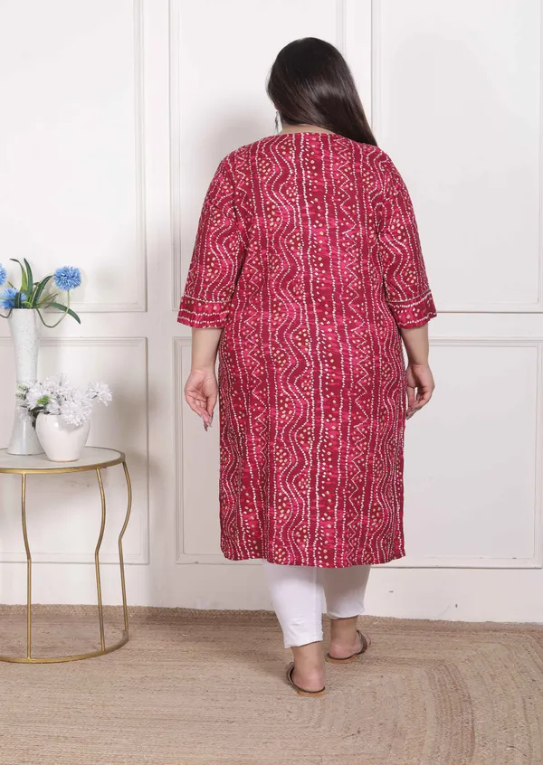 Doriyan_WOMENS_Plus_Size_Bandhej_Printed_Rayon_Kurta_Magenta