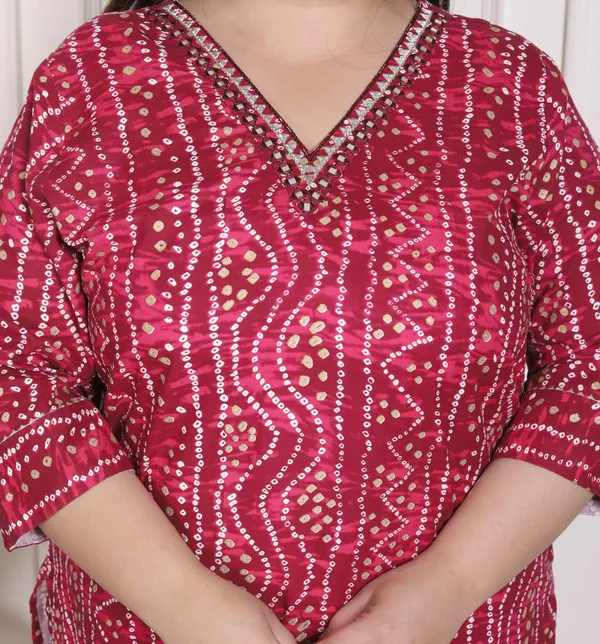 Doriyan_WOMENS_Plus_Size_Bandhej_Printed_Rayon_Kurta_Magenta
