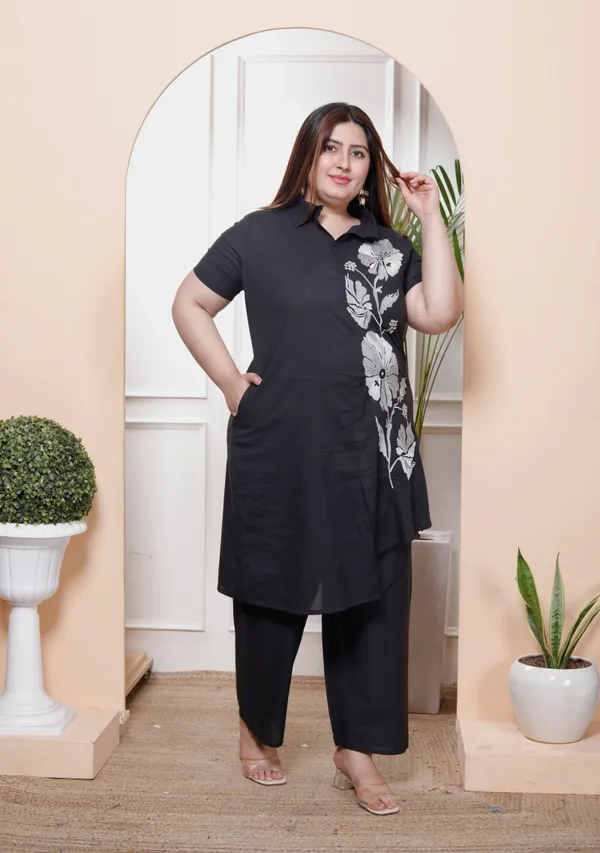 Doriyan_Womens_Plus_Size_Black_Pure_Cotton_Floral_Embroidered_High_Low_Co-Ord_Set