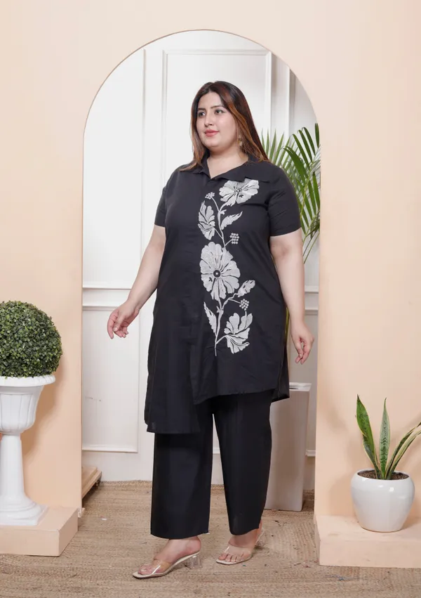 Doriyan_Womens_Plus_Size_Black_Pure_Cotton_Floral_Embroidered_High_Low_Co-Ord_Set