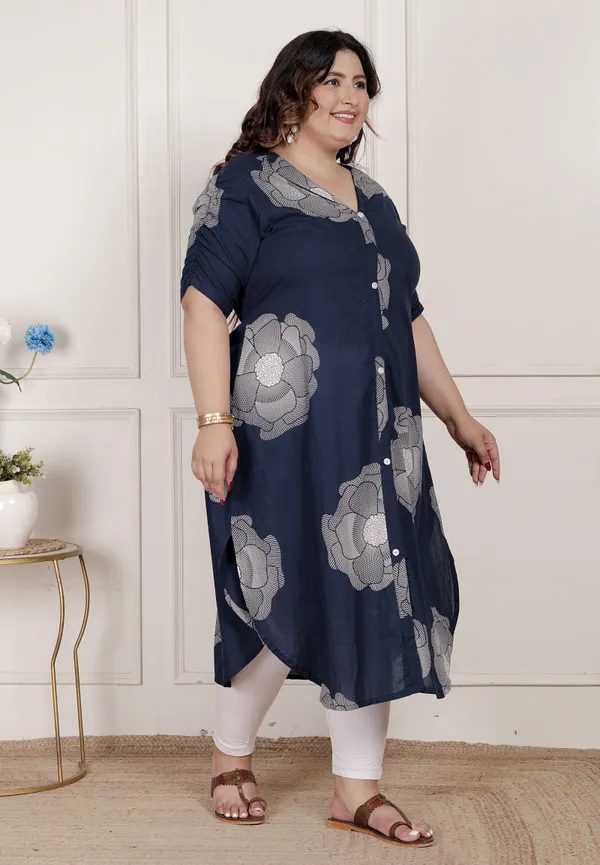 Doriyaaan_Womens_Plus_Size_Blue_Floral_Printed_Front_Buttoned_A-Line_Kurta_Dress